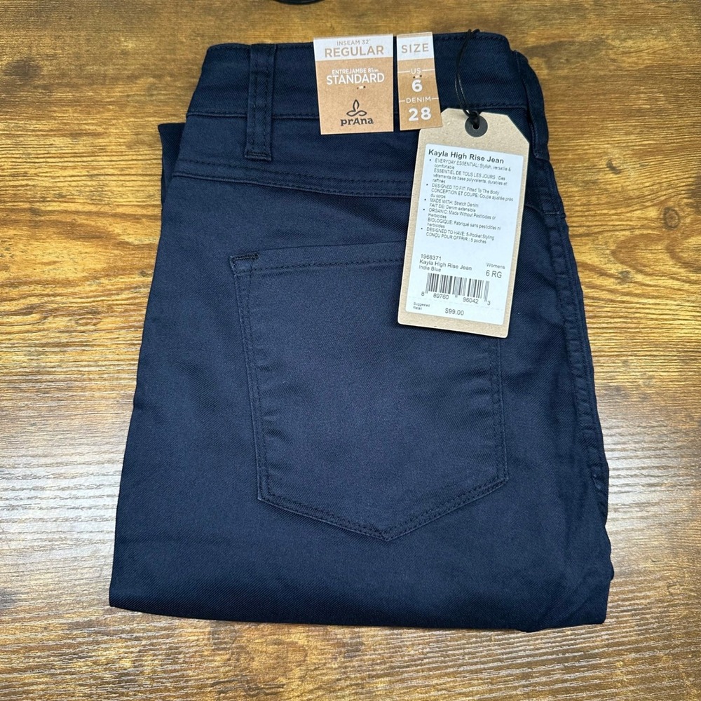 Prana Kara Denim Pants Womens 6 Regular Navy Blue Skinny Organic Cotton 1968371